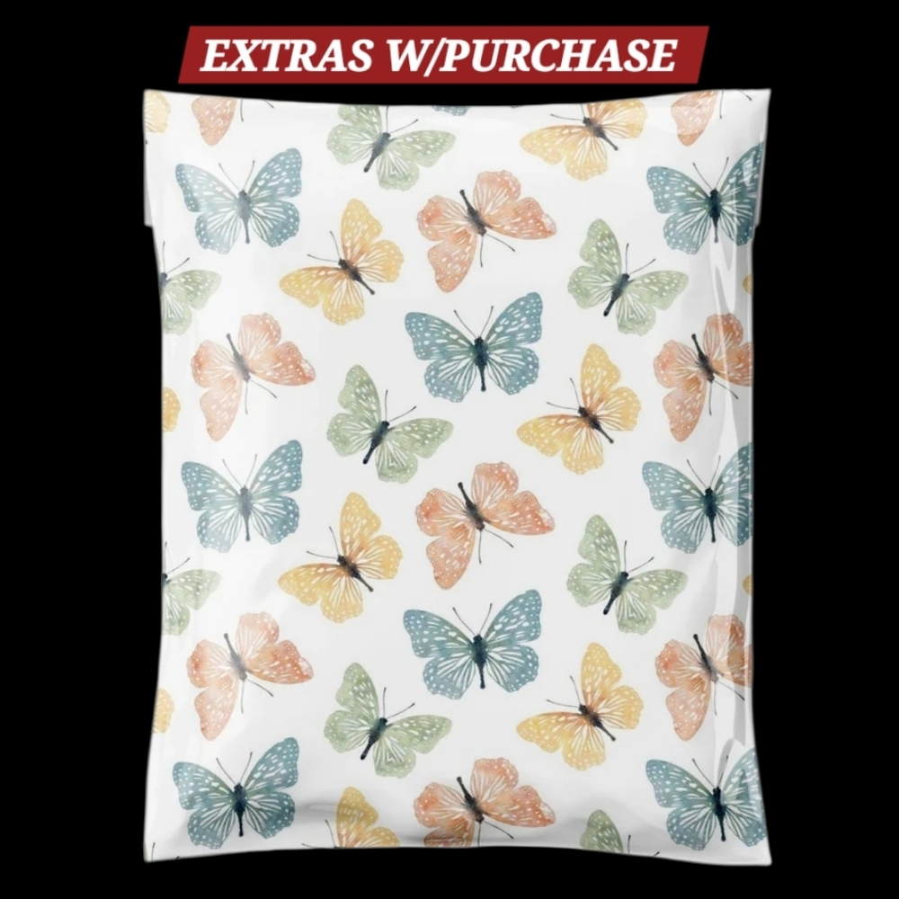 20ct. 10x13  Butterflies Polymailers Bonus Random Thank You Cards/Stickers